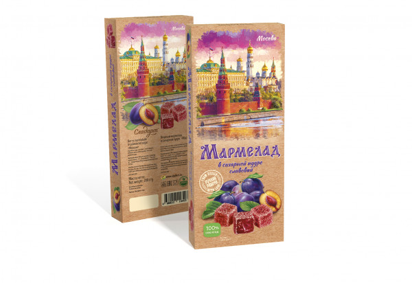 №2 Сладарт Мармелад Сливовый МОСКВА в сахарной пудре (642), 200г   в Красногорске