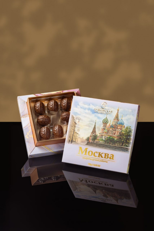  Пушкинская фабрика Конфеты Фундук-Малина (Москва), 115г(розовая коробка) в Красногорске