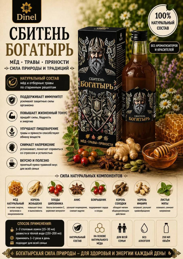 №2 Сбитень Богатырь, 250мл  в Красногорске