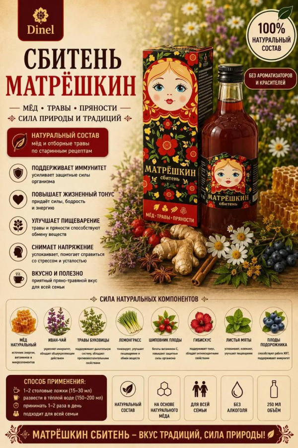 №2 Сбитень Матрёшкин, 250мл  в Красногорске